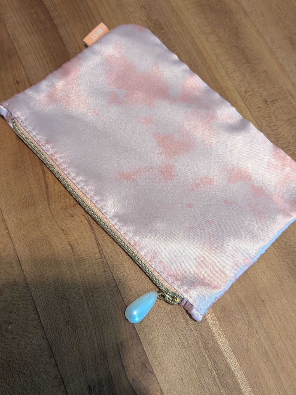 Ipsy Silky Pink Tie-Dye Zip Pouch